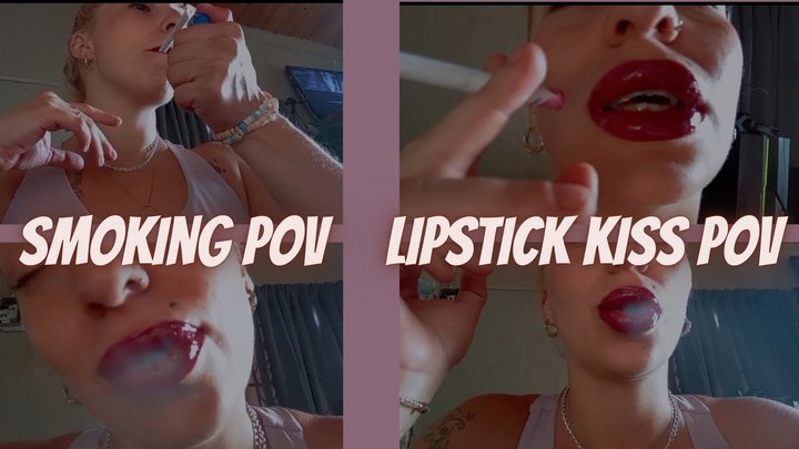 Pov smoking Lipstick kissing