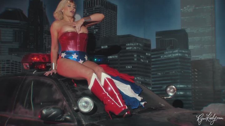 Busty Blonde Wonder Woman Masturbates on Cop Car After Saving the World - Superh