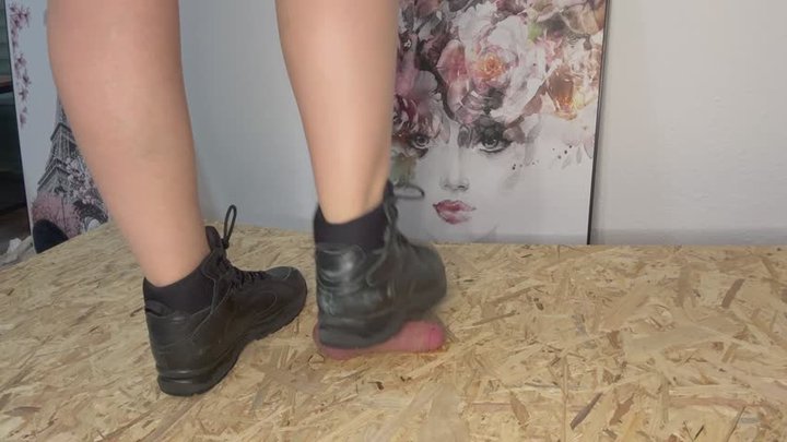 #25 Cock Trample in Boots and Footjob in white Socks