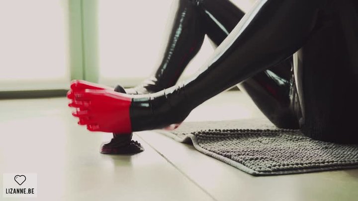 Red sock footjob