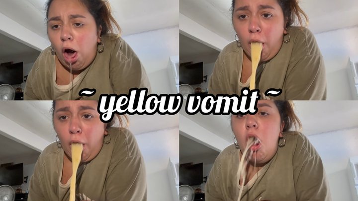 Yellow vomit in the kitchen