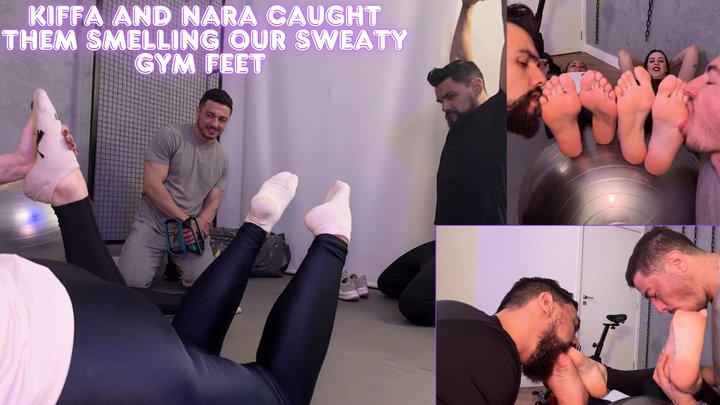 Goddess Kiffa and Goddess Nara Caught them Smelling Our Sweaty Gym Feet Now they