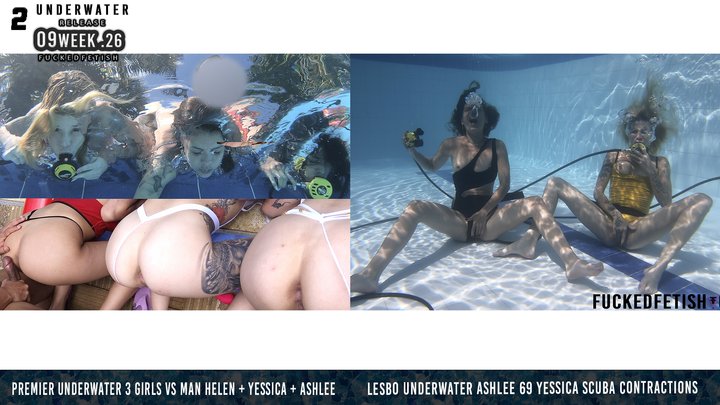 WEEK 09 COMPILATION underwater 3 girls vs1 man Helen Star lesbo Yessica Bunny sc