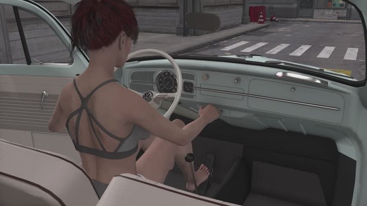 1967 VW Beetle Cranking Template - Camilla in a Sports Bra and Barefoot 1080p