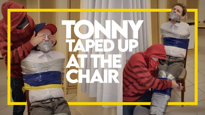 Tonny Tape taped up at the chair (1080p) Gay Bondage - Gay Domination - Tape Bon