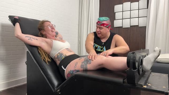 Tickling Babz0nther0x in the Tickling Chair Making Her Laugh and Squeal to Hyste