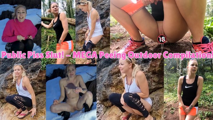 Public Piss Slut! - MEGA Peeing Outdoor Compilation! - MOV