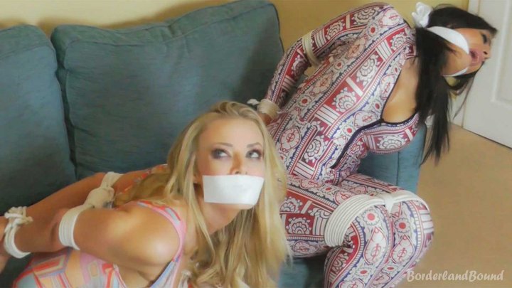 Bambi & Hannah in: Nabbed, Roped & Gagged with Glitterball Agent Claydon's Socks