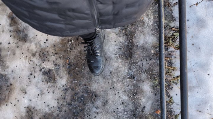 dirty shoes. walking in forest