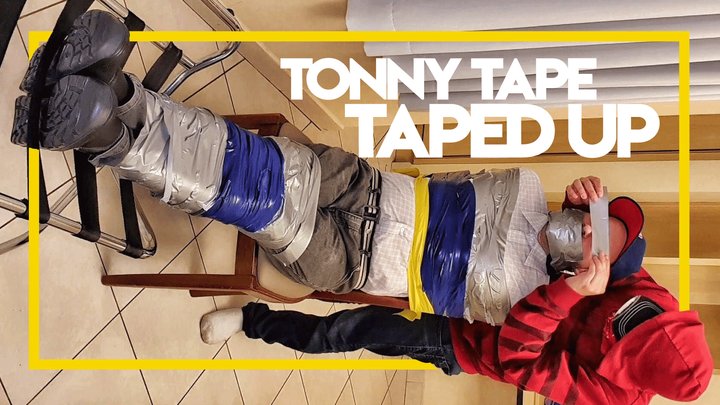 Tonny Tape taped up at the chair (1080p) Gay Bondage - Gay Domination - Tape Bon