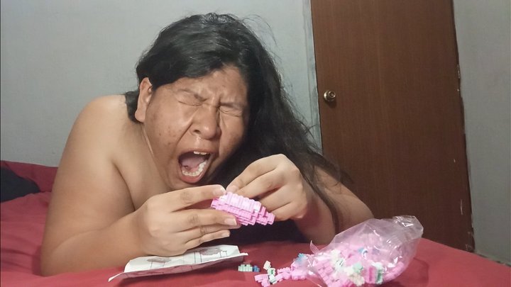 Yawning Fetish. Girl Building Block Figure part II