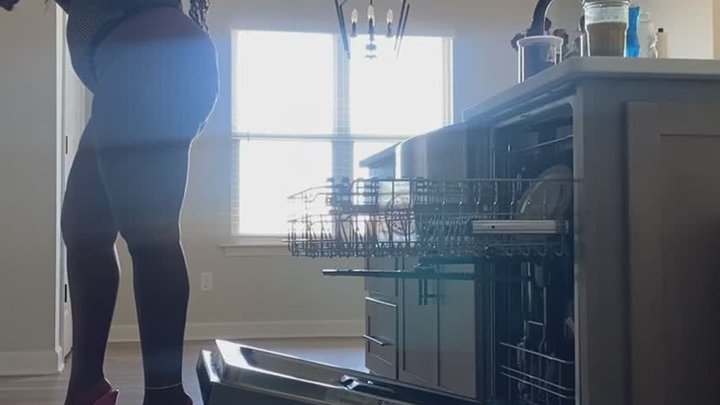 Chores, fat ebony ass, long legs inhigh heels