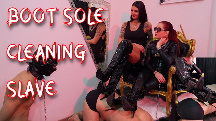 Miss Dula & Claire: Boot Sole Cleaning Slave