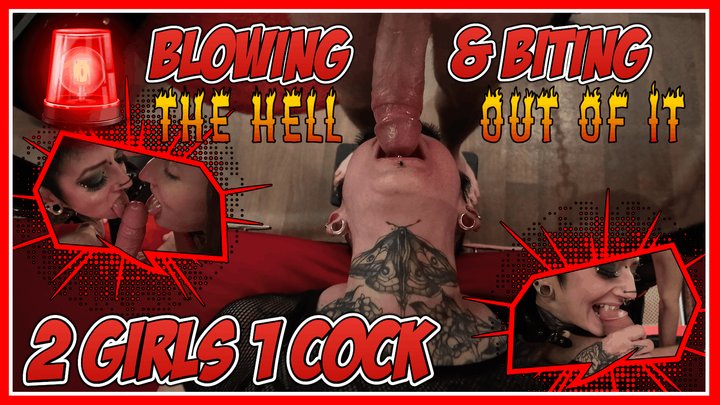 2 GIRLS 1 COCK | Deepthroat meets Cock-Biting | Bite the Hell out of that Dick !
