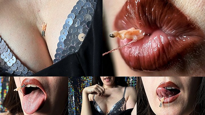 Giantess Lip & Mouth Fetish: Tiny Man on String Toy, Warm Blows, Saliva Tease, M