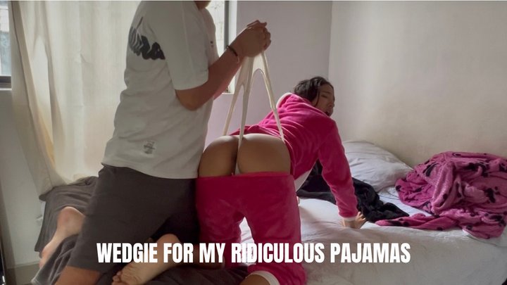 Extreme wedgie in my XL thong done by my stepbro