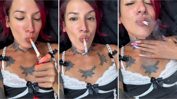Chainsmoking 3 hands-free, with pharyngitis while using a vibrator