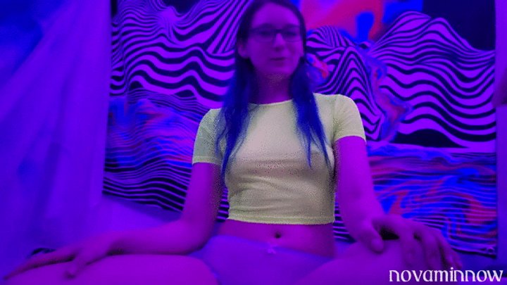 trying on clothes under blacklight