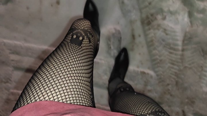 Sarah - Struggling in Sexy Skull Stockings & a Pink Hoodie - Full