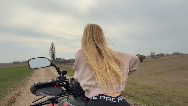 Driving ATV and fooling around