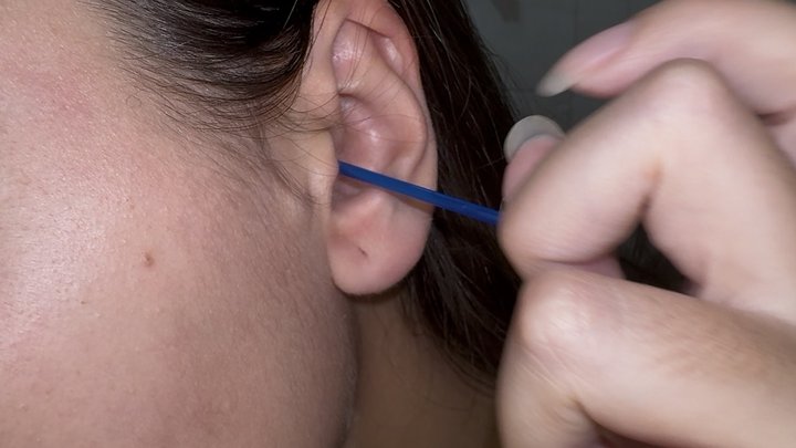 Satisfying Ear Cleaning Close-Up With Q-Tip