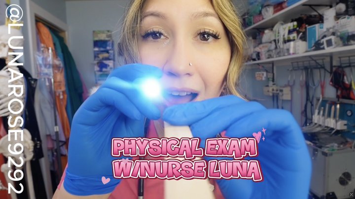 PHYSICAL EXAM WITH NURSE LUNA Watch Nurse Luna glove up in her blue nitrile XS n