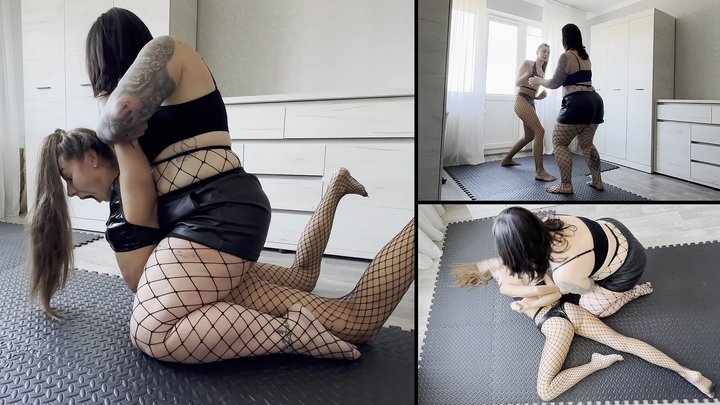 Rosy overpowers and defeats skinny, arrogant Nastya