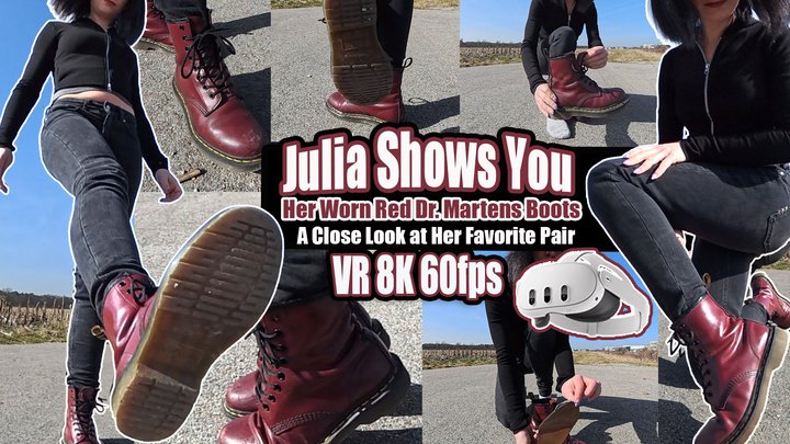 VR 8K 60fps | Julia Shows You Her Worn Red Dr. Martens Boots – A Close Look at H