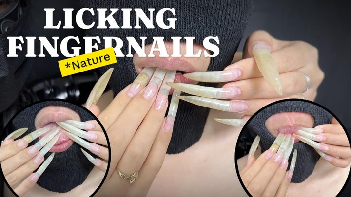 Licking And Sucking On Naturally Long Fingernails, 7cm Long | LINH'S LONG NAIL |