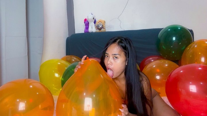 Sexy Camylle Mass Pops All Your Big Balloons In A Super Hot Orange Bikini