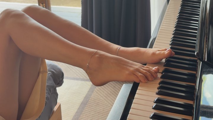 Bare Feet Playing Piano Keys - Sensual Toe Pressing & Soft Soles Tease