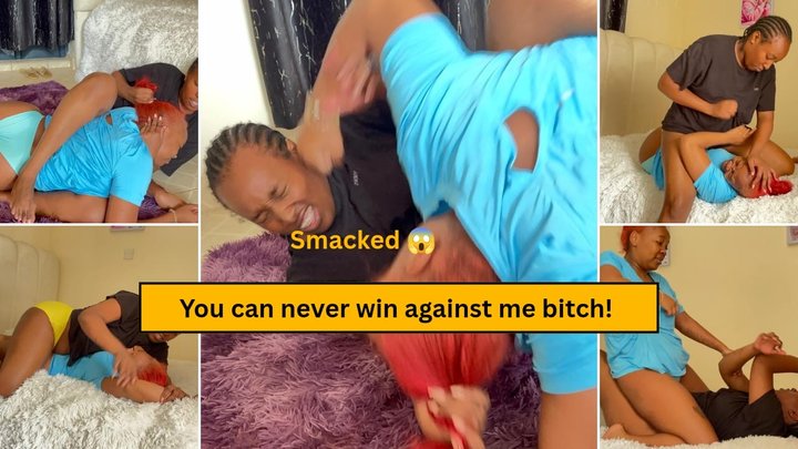Catfight in T-shirts & panties.