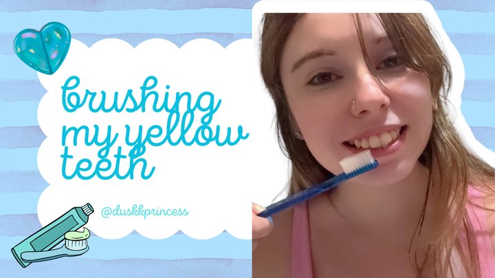 Brushing my crooked yellow teeth