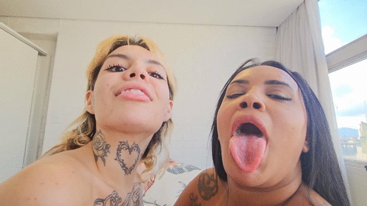 TONGUE WITH TONGUE, NAUGHTY AND WET KISS - BY LUANA LIMA AND KYRA SEX - FULL VID