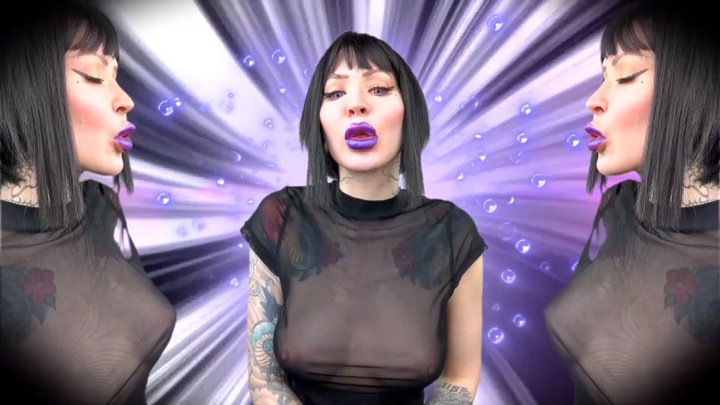 Violet gothic lips, soft kisses - LIPSTICK FETISH, LIP FETISH, KISS, KISSING , g