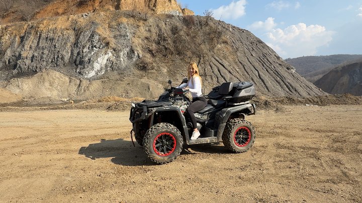 Driving and revving ATV