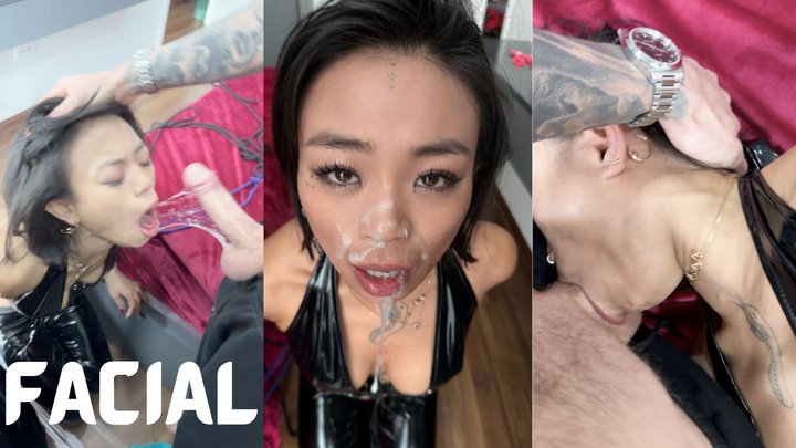 Tied up Asian MILF Slut Choking and Drooling on BWC
