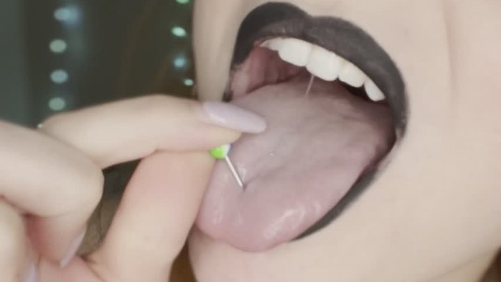 BBW Redhead Pierced Tongue Fetish - Spit Play & Mouth Close Ups - Bikini Dancing