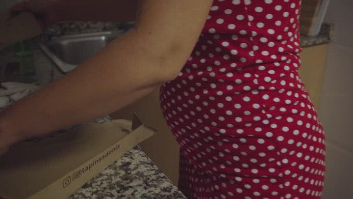 Householding in my red dress with polka dots