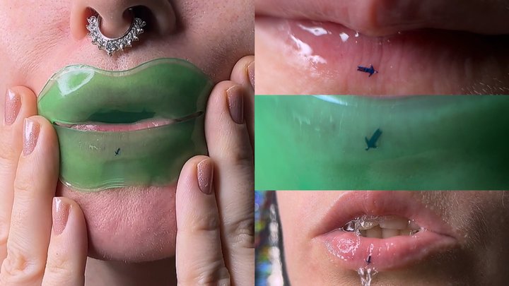 Giantess Lip Mask Fetish: Tiny Man Trapped Under Lip Mask, Saliva Tease & Glossy