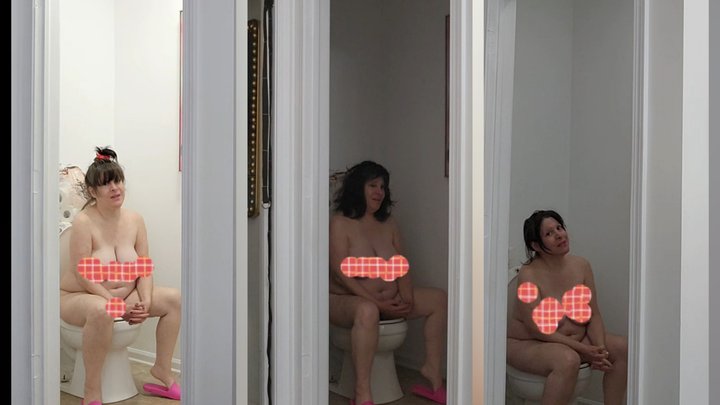 3 All Natural Curvaceous Nude Toilet Fetish Just As Nature Intended
