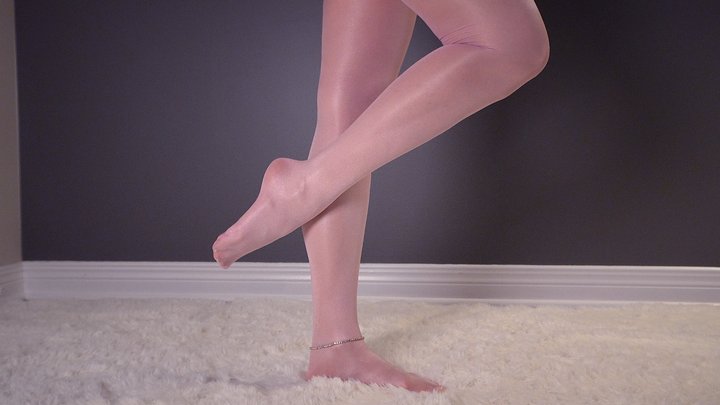 Bare Feet Slide Into Shiny Sheer Pink Nylons With Diamond Anklet Part 1
