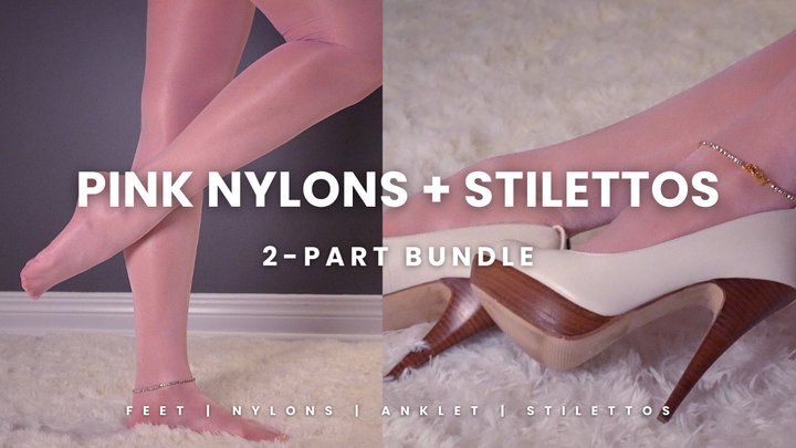 From Bare Feet To Pink Nylons And White Platform Stilettos With POV BUNDLE