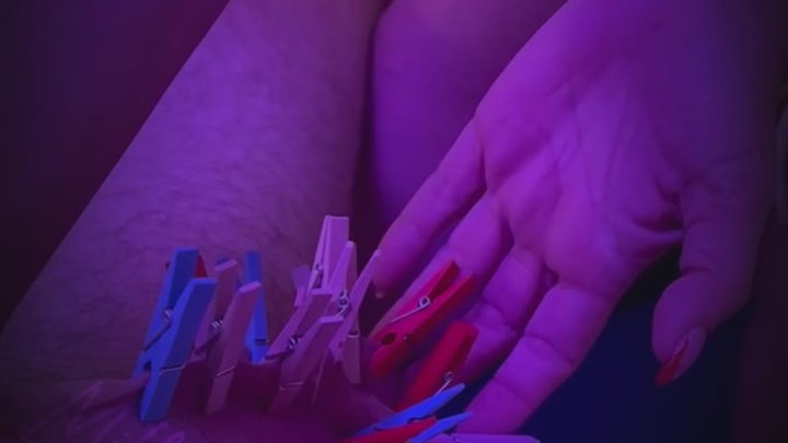 I do love covering his balls with pretty little pegs!