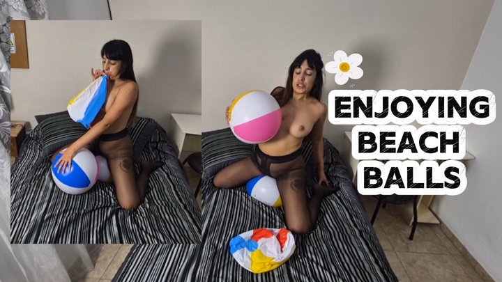 Having fun with my Beach Balls—blowing and riding