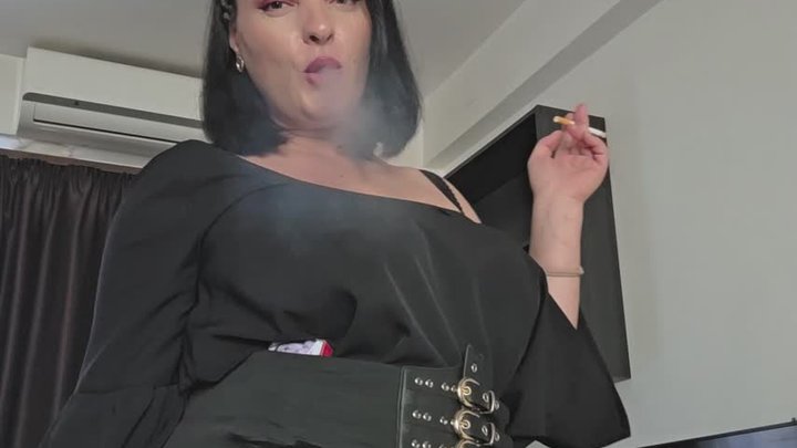 Marlboro red 100 and black mini dress with leather waist belt