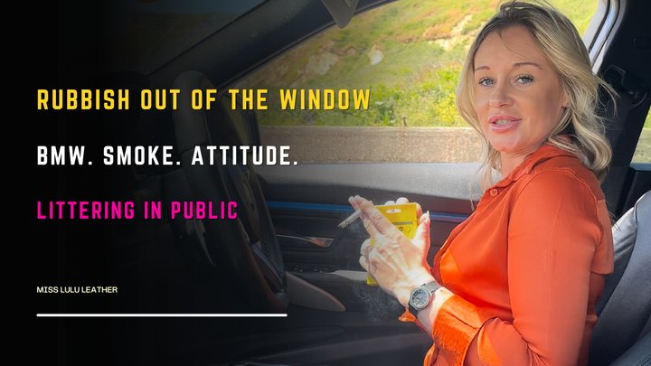 Parked Up in My Car in Orange Satin & PVC Leggings – Smoking 100s While Throwing