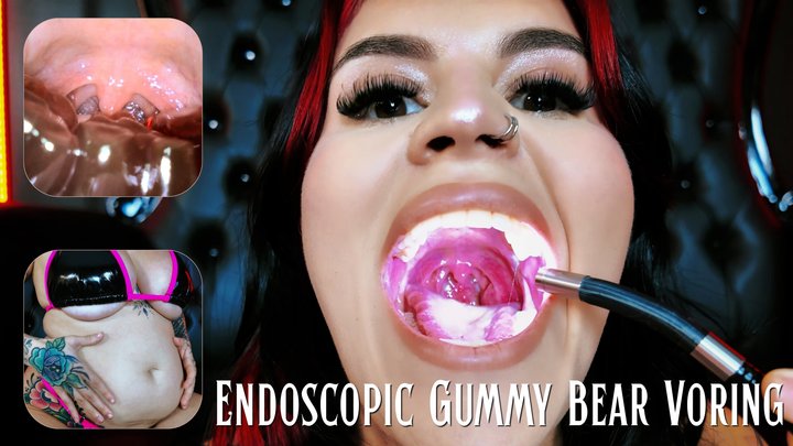 Endoscopic Gummy Bear Voring: Upclose Giantess Voring POV & 3rd Person, Burping,
