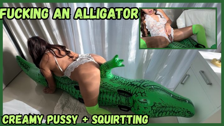 Fucking an alligator + squirting + Creamy pussy