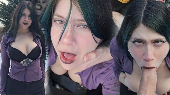 Big ass Goth girl gets fucked in an abandoned hotel - public